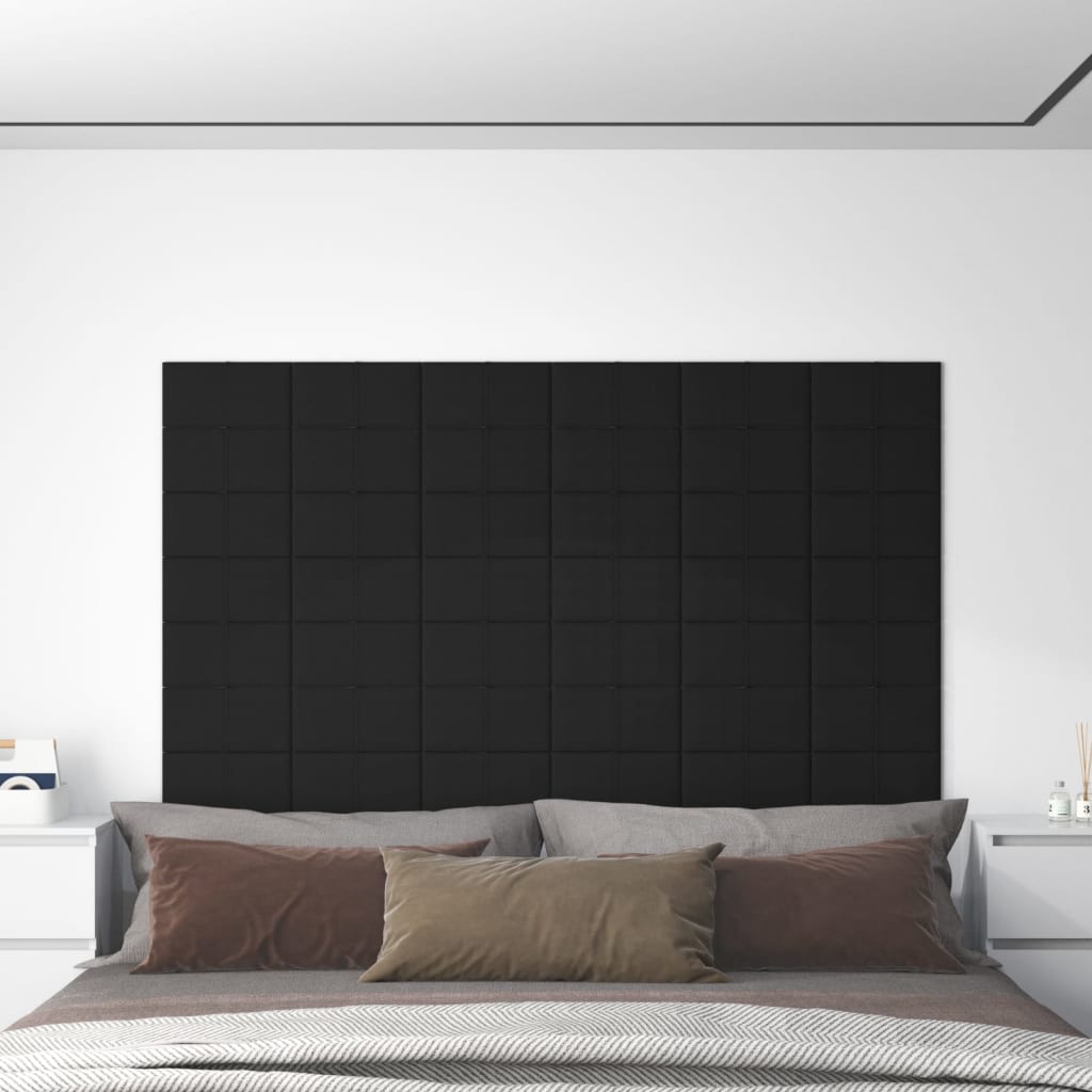 Petrashop  Nástěnné panely 12 ks černé 30 x 15 cm textil 0,54 m²