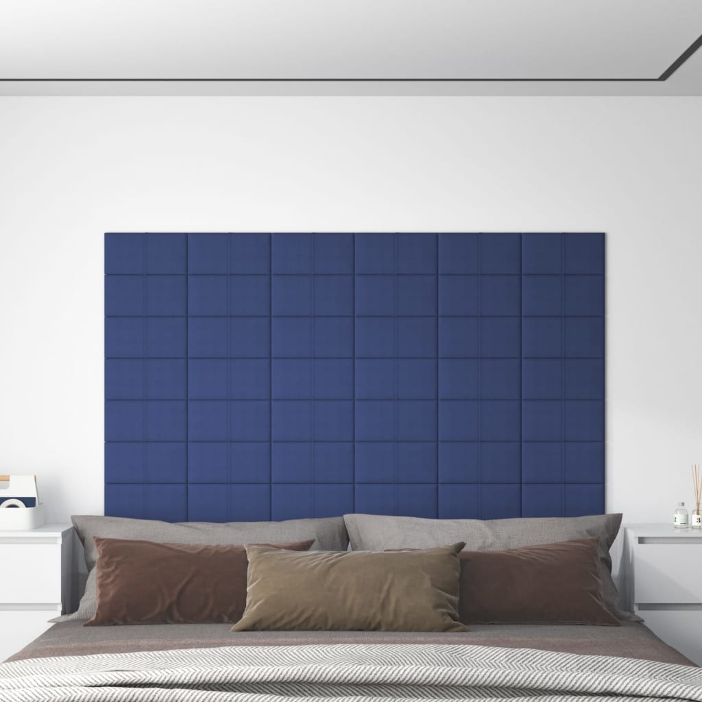 Petrashop  Nástěnné panely 12 ks modré 30 x 15 cm textil 0,54 m²