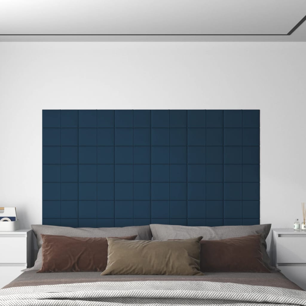 Petrashop  Nástěnné panely 12 ks modré 30 x 15 cm samet 0,54 m²