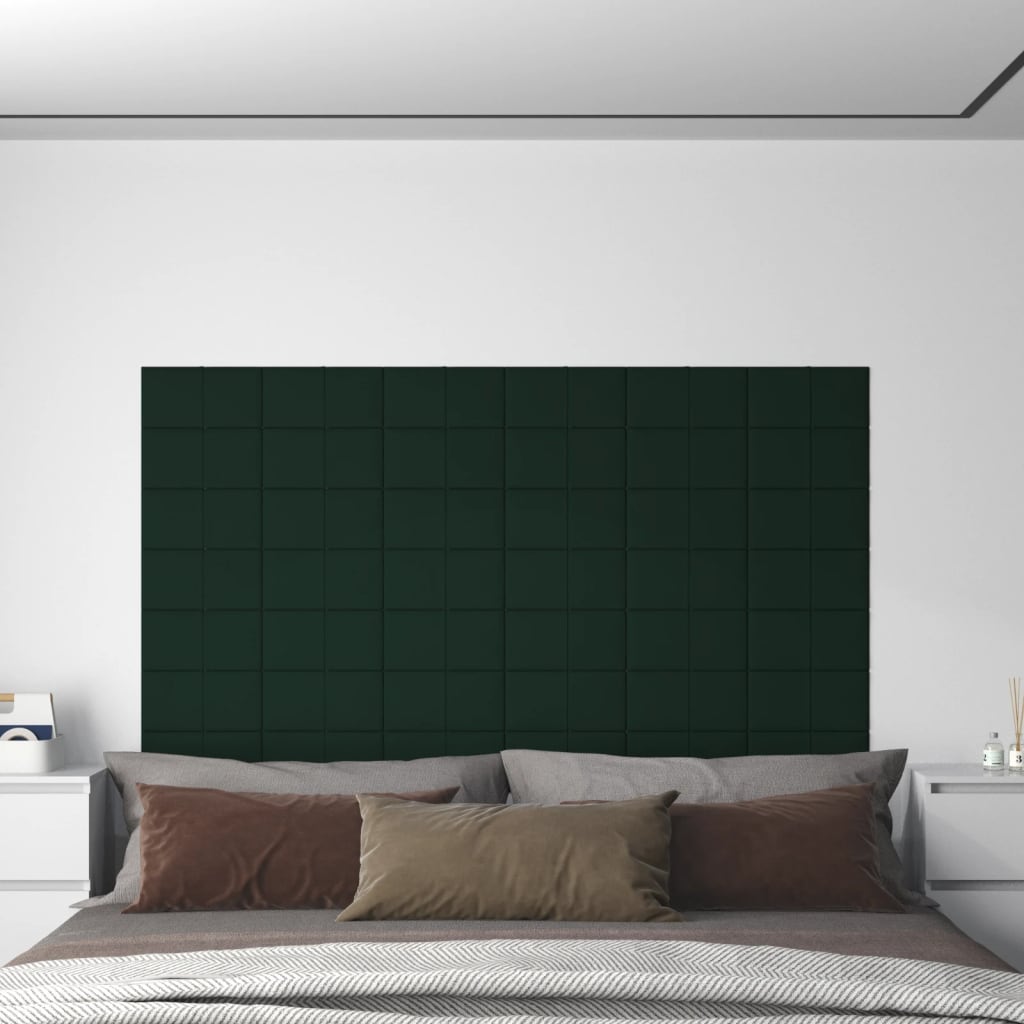 Petrashop  Nástěnné panely 12 ks tmavě zelené 30 x 15 cm samet 0,54 m²