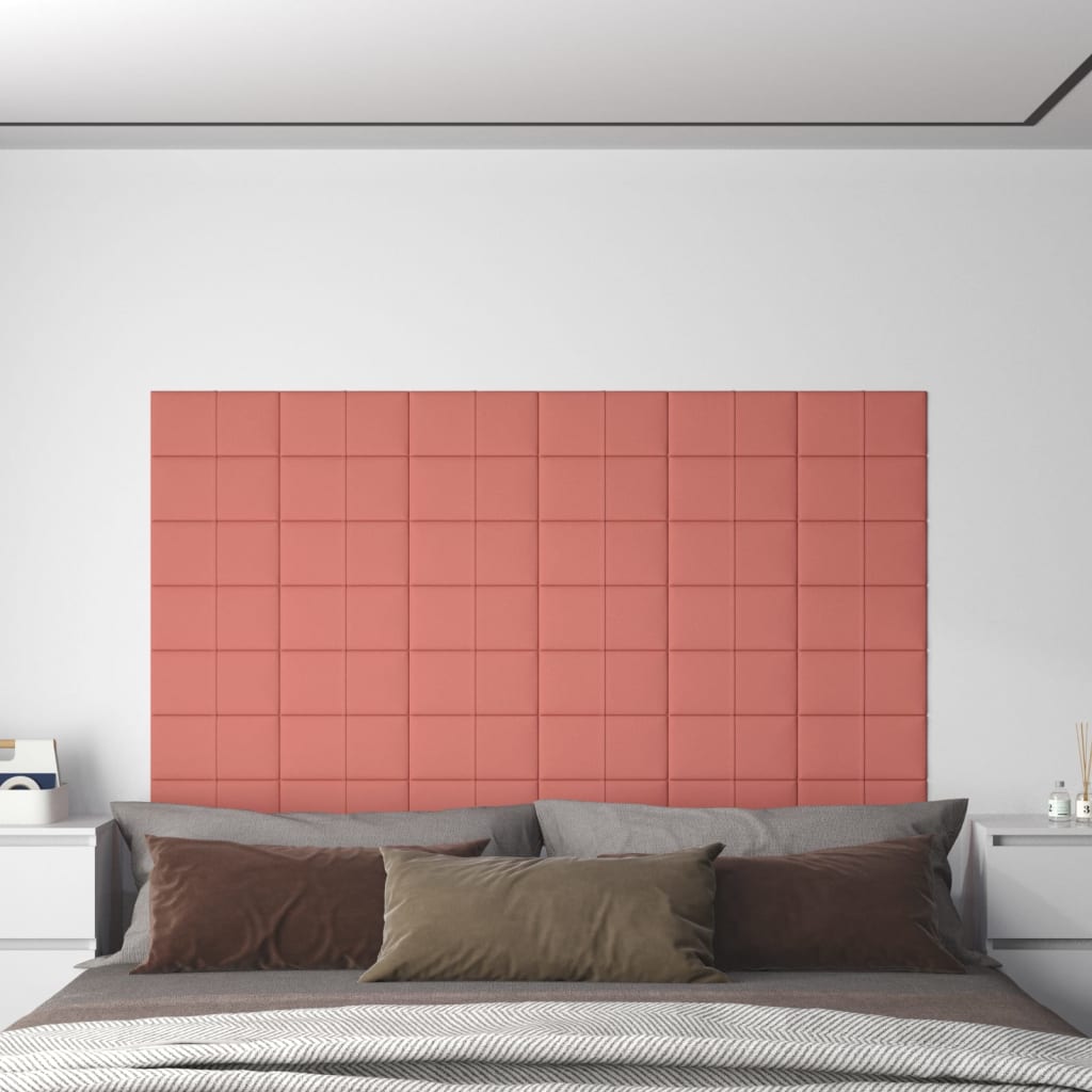 Petrashop  Nástěnné panely 12 ks růžové 30 x 15 cm samet 0,54 m²