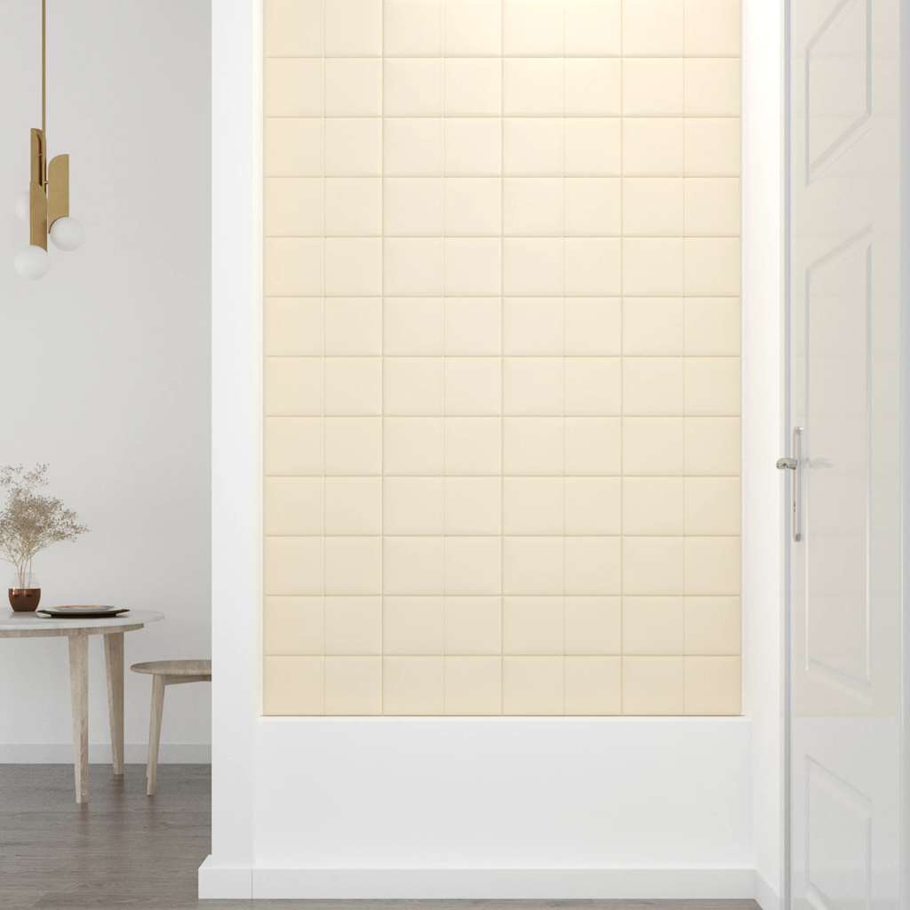 12 db krémszínű bársony fali panel 30 x 15 cm 0,54 m²