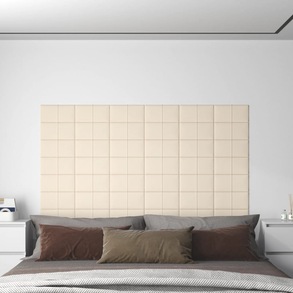 Petrashop  Nástěnné panely 12 ks krémové 30 x 15 cm samet 0,54 m²