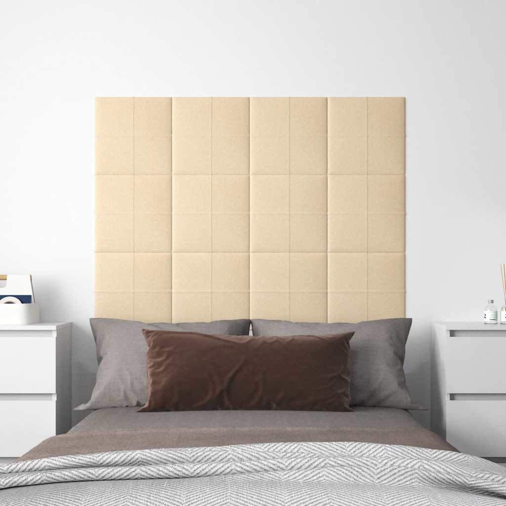 Panneaux muraux 12 pcs Crème 30x30 cm Tissu 1,08 m²