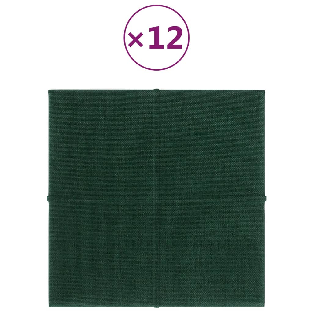 Panouri de perete 12 buc. verde închis 30×30 cm textil 1,08 m²