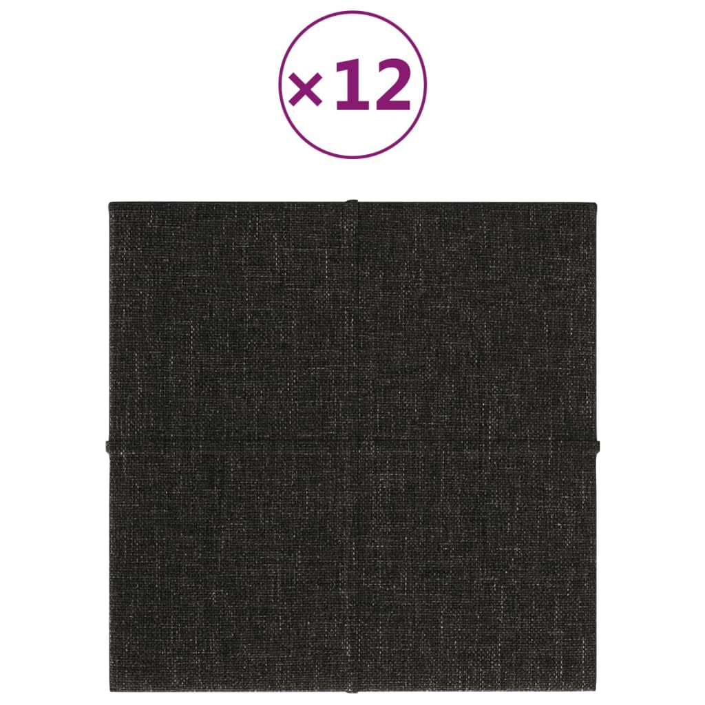 Panouri de perete 12 buc. negru 30×30 cm țesătură 1,08m²