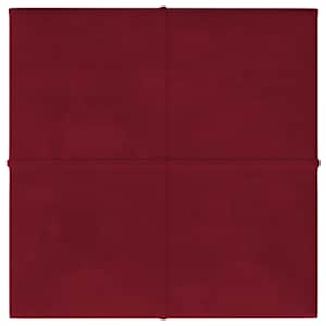 vidaXL Painel parede 12 pcs 30x30 cm veludo 1,08 m&sup2; vermelho tinto