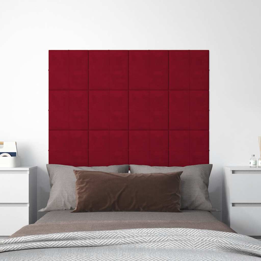 vidaXL Wandpaneele 12 Stk. Weinrot 30x30 cm Samt 1,08 m²