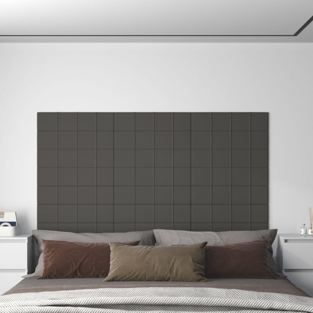 vidaXL Panouri de perete, 12 buc. gri închis 60x15 cm textil 1,08 m²