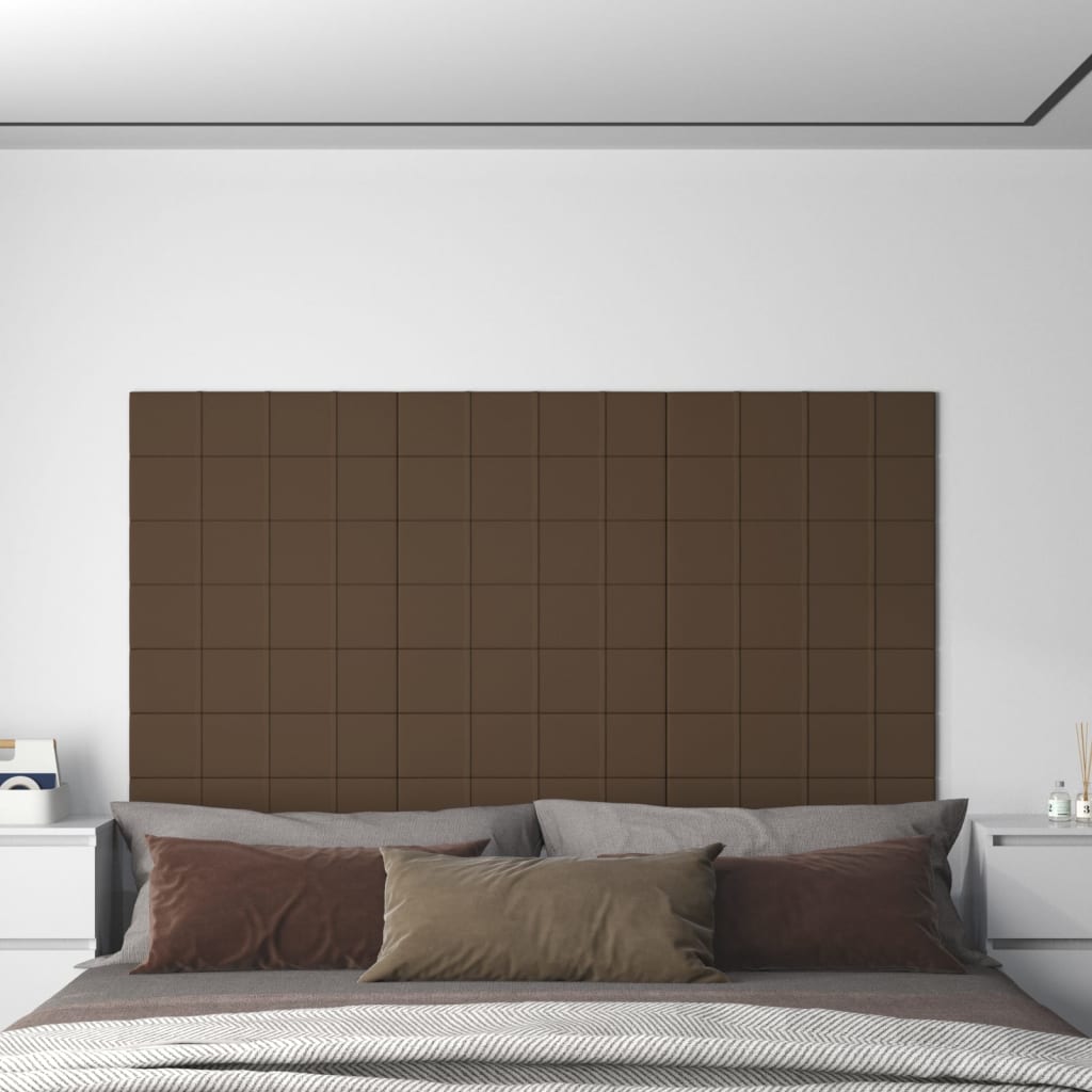 vidaXL Panneaux muraux 12 pcs Marron 60x15 cm Tissu 1,08 m²