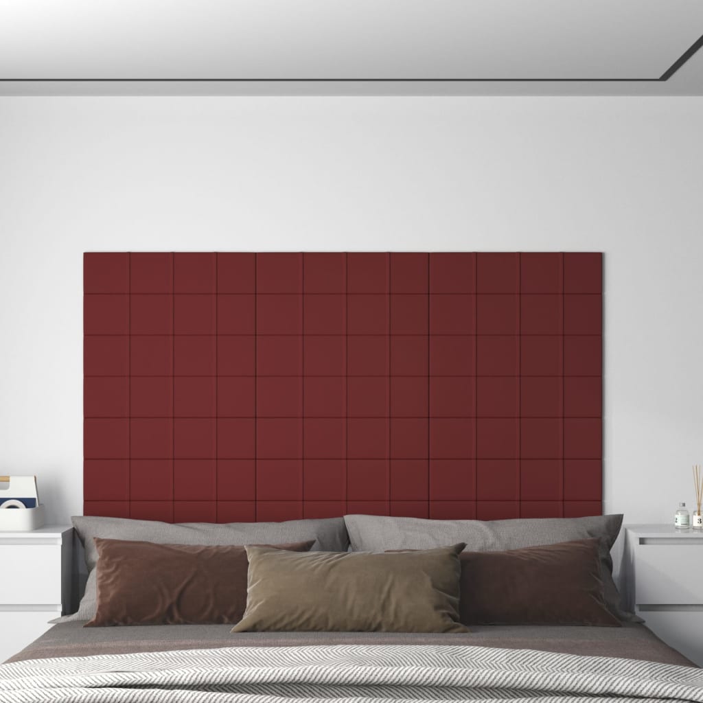 vidaXL Panouri de perete, 12 buc., roșu vin, 60x15 cm, textil, 1,08 m²