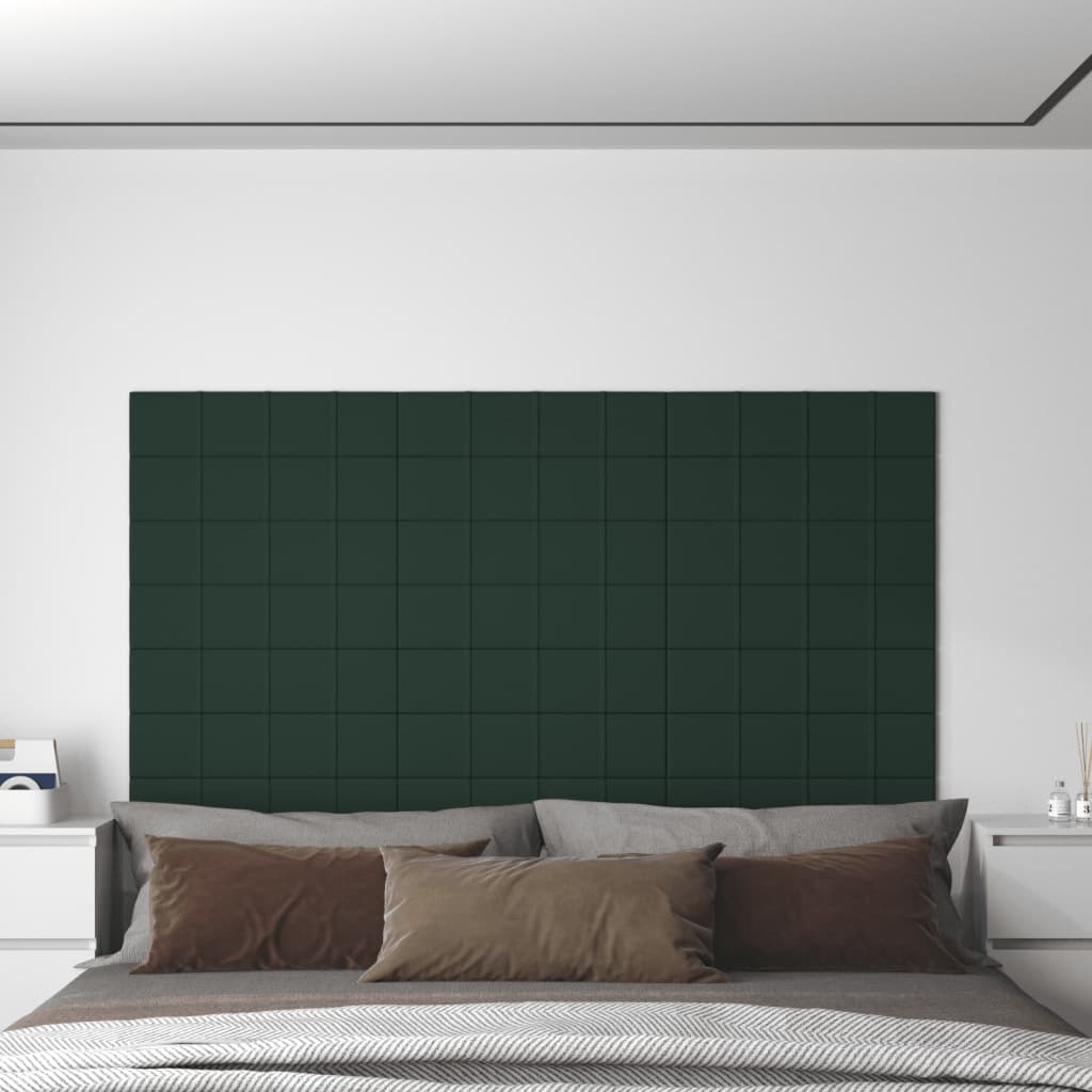vidaXL Panouri de perete, 12 buc. verde închis 60x15 cm textil 1,08 m²