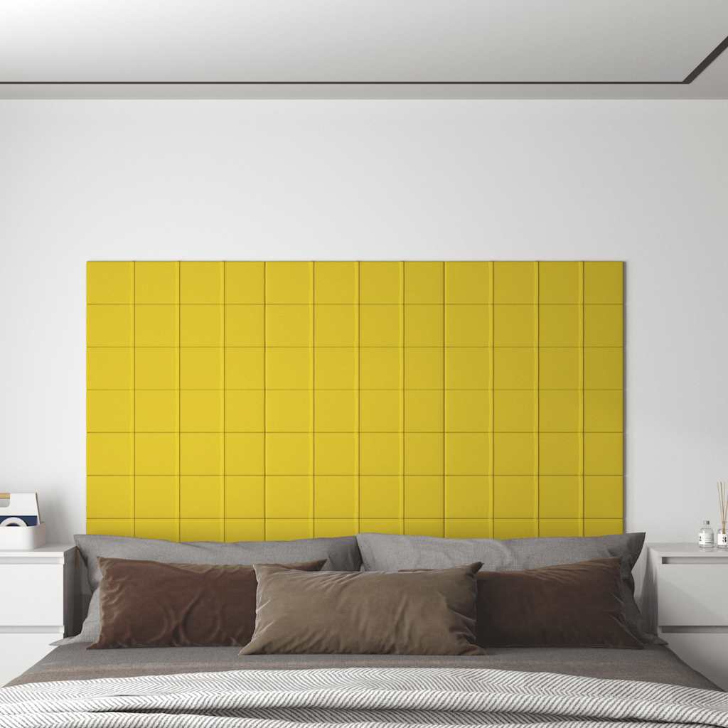 Panneaux muraux 12 pcs Jaune clair 60x15 cm Tissu 1,08 m²