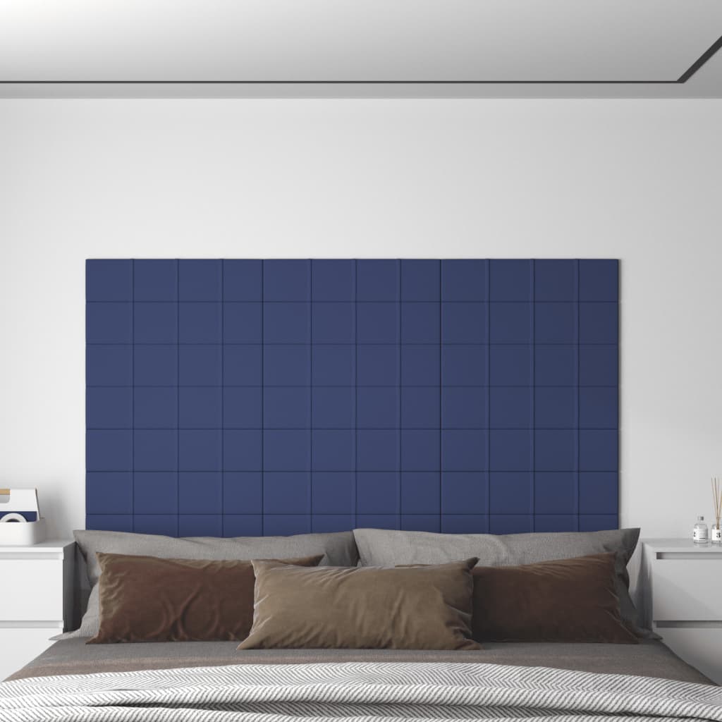 vidaXL Panouri de perete, 12 buc., albastru, 60x15 cm, textil, 1,08 m²
