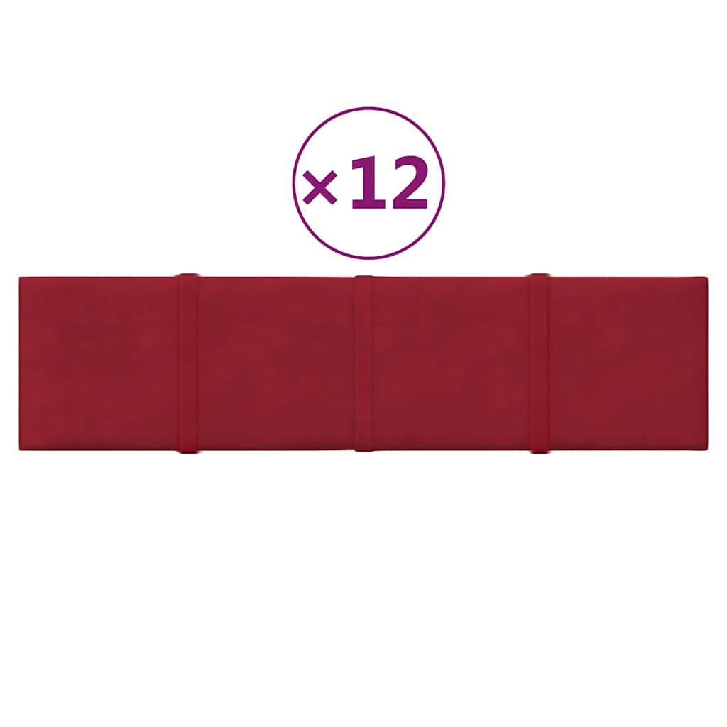 Thumbnail - vidaXL Wandpaneele 12 Stk. Weinrot 60x15 cm Samt 1,08 m²