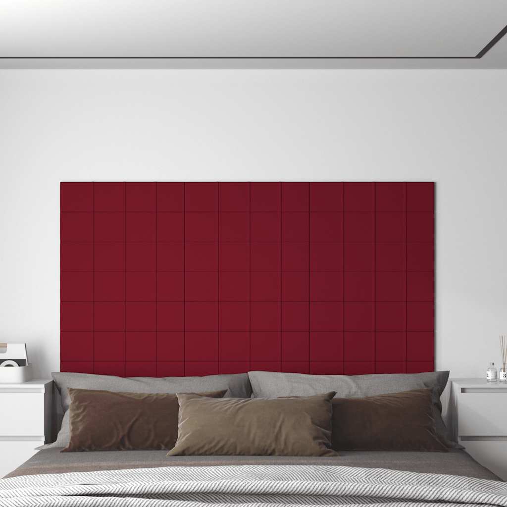 vidaXL Wandpaneele 12 Stk. Weinrot 60x15 cm Samt 1,08 m²