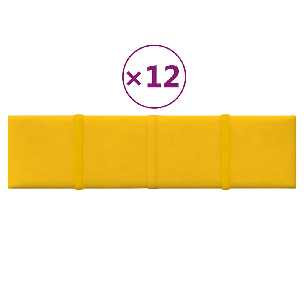 Thumbnail - vidaXL Wandpaneele 12 Stk. Gelb 60x15 cm Samt 1,08 m²
