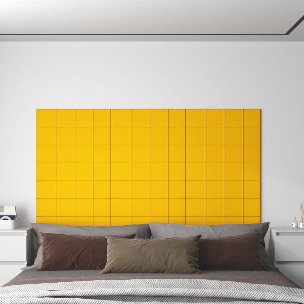Petrashop  Nástěnné panely 12 ks žluté 60 x 15 cm samet 1,08 m²
