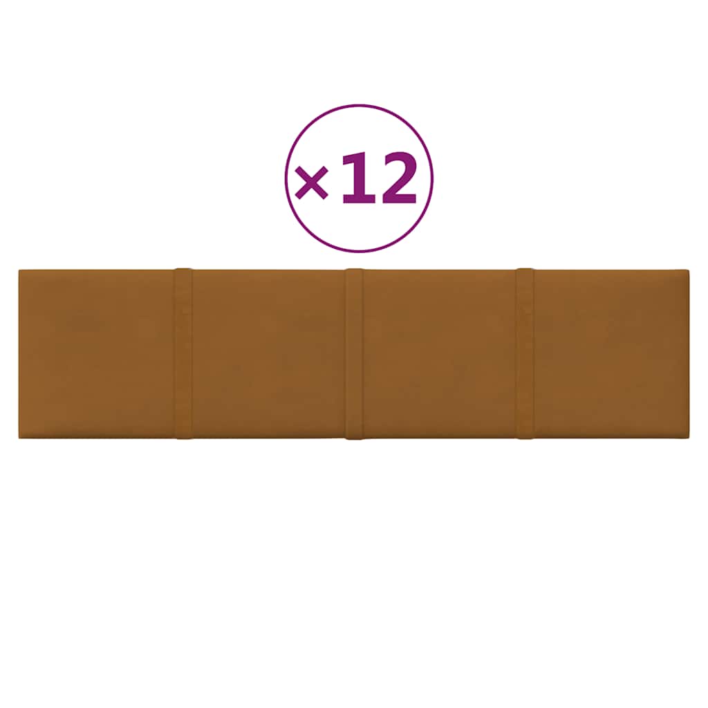 Thumbnail - vidaXL Wandpaneele 12 Stk. Braun 60x15 cm Samt 1,08 m²
