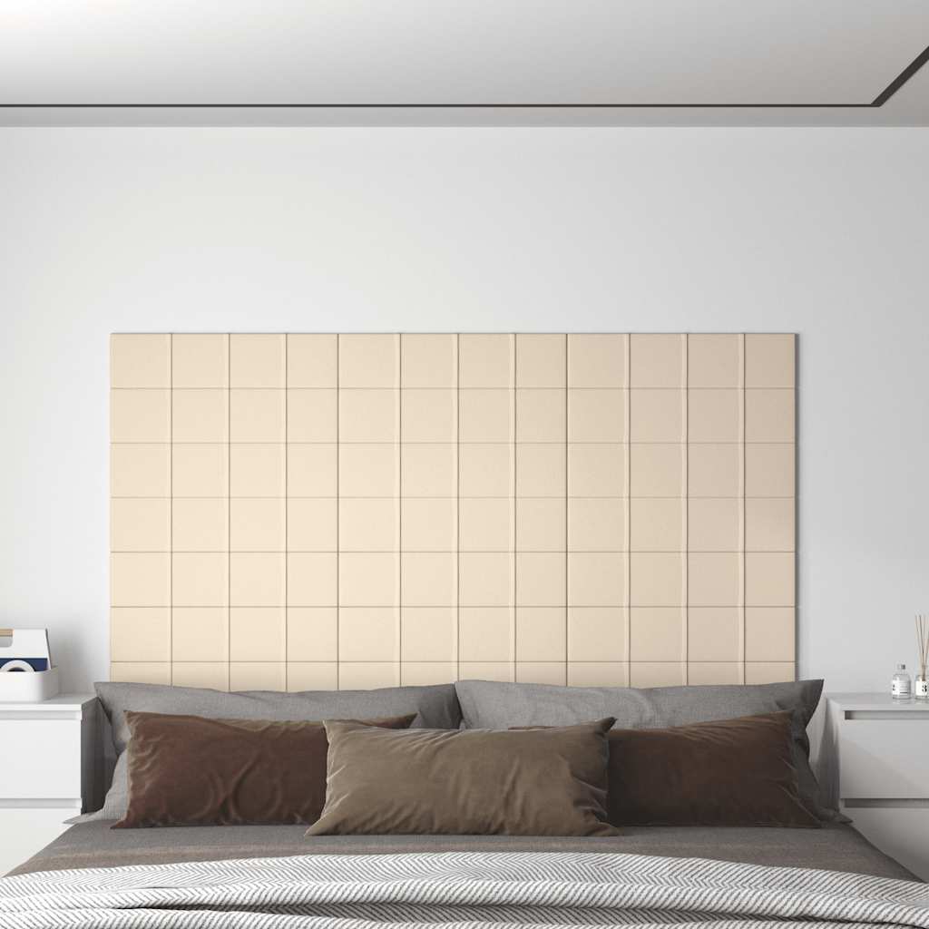 vidaXL Painel de parede 12 pcs 60x15 cm veludo 1,08 m² cor creme