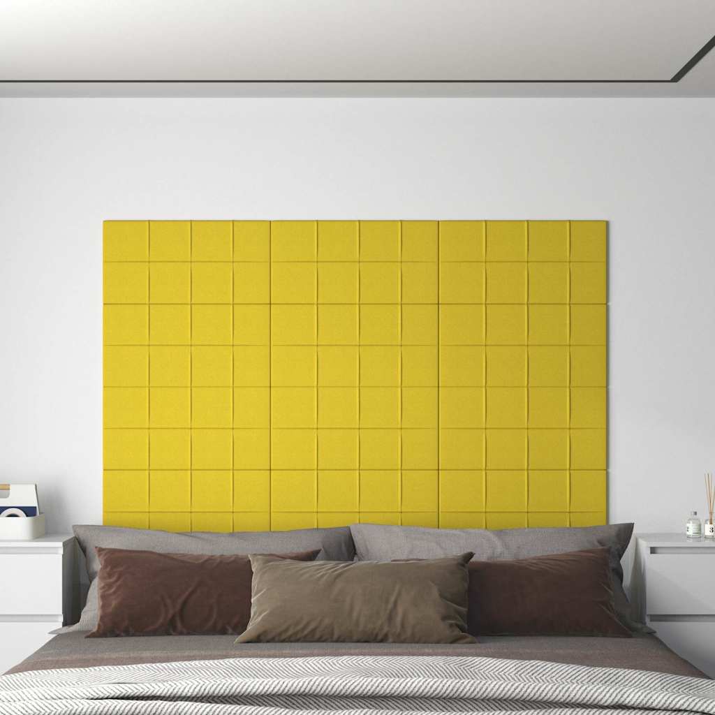 Panneaux muraux 12 pcs Jaune clair 60x30 cm Tissu 2,16 m²