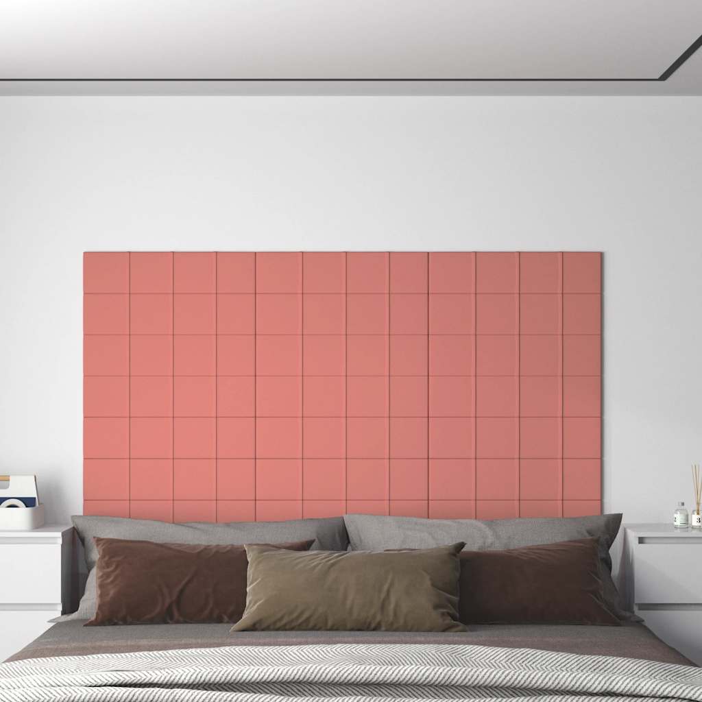 vidaXL Painel de parede 12 pcs 60x30 cm veludo 2,16 m² rosa