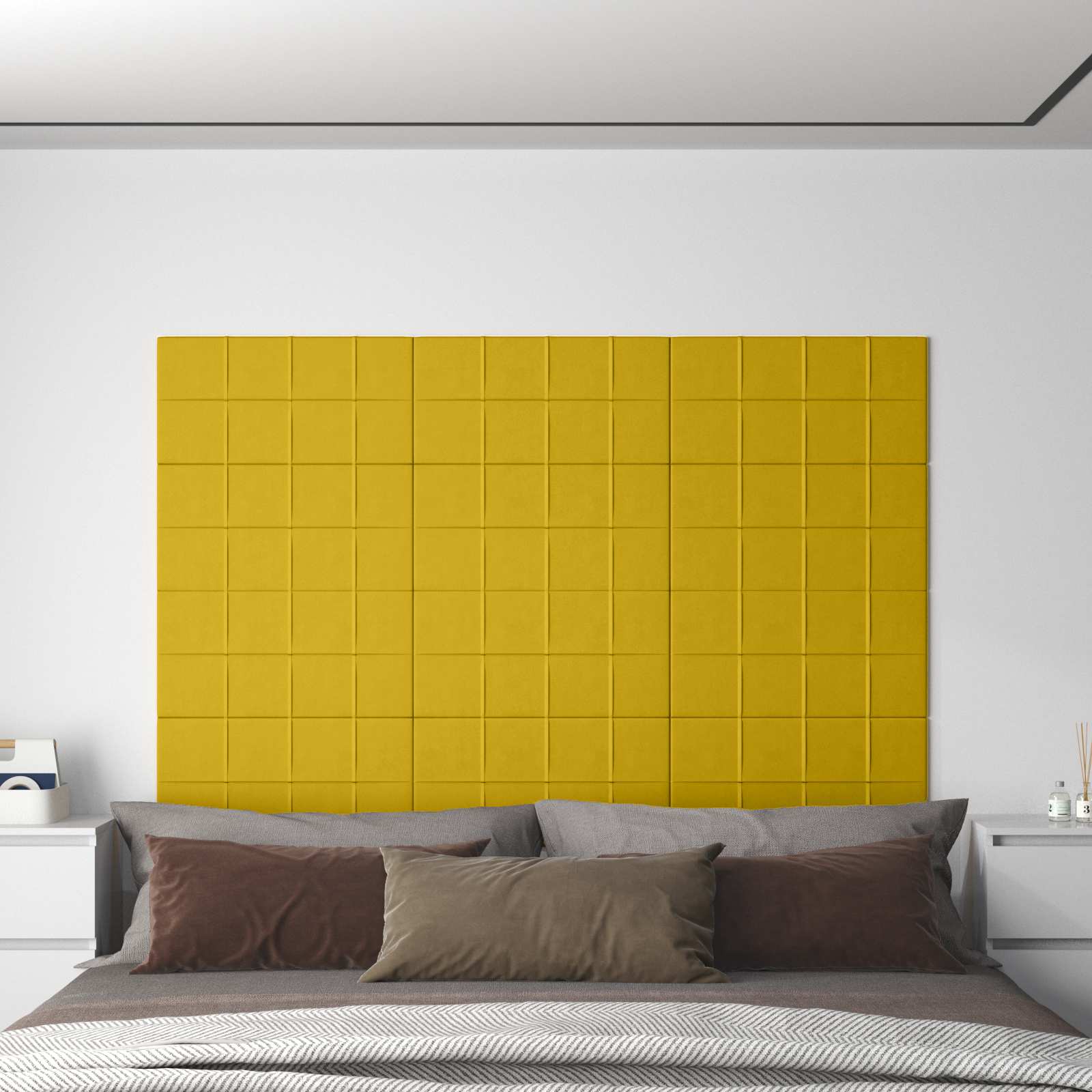 vidaXL Tăblie de Pat pentru Perete 12 pcs Galben 60 x 30 cm Catifea