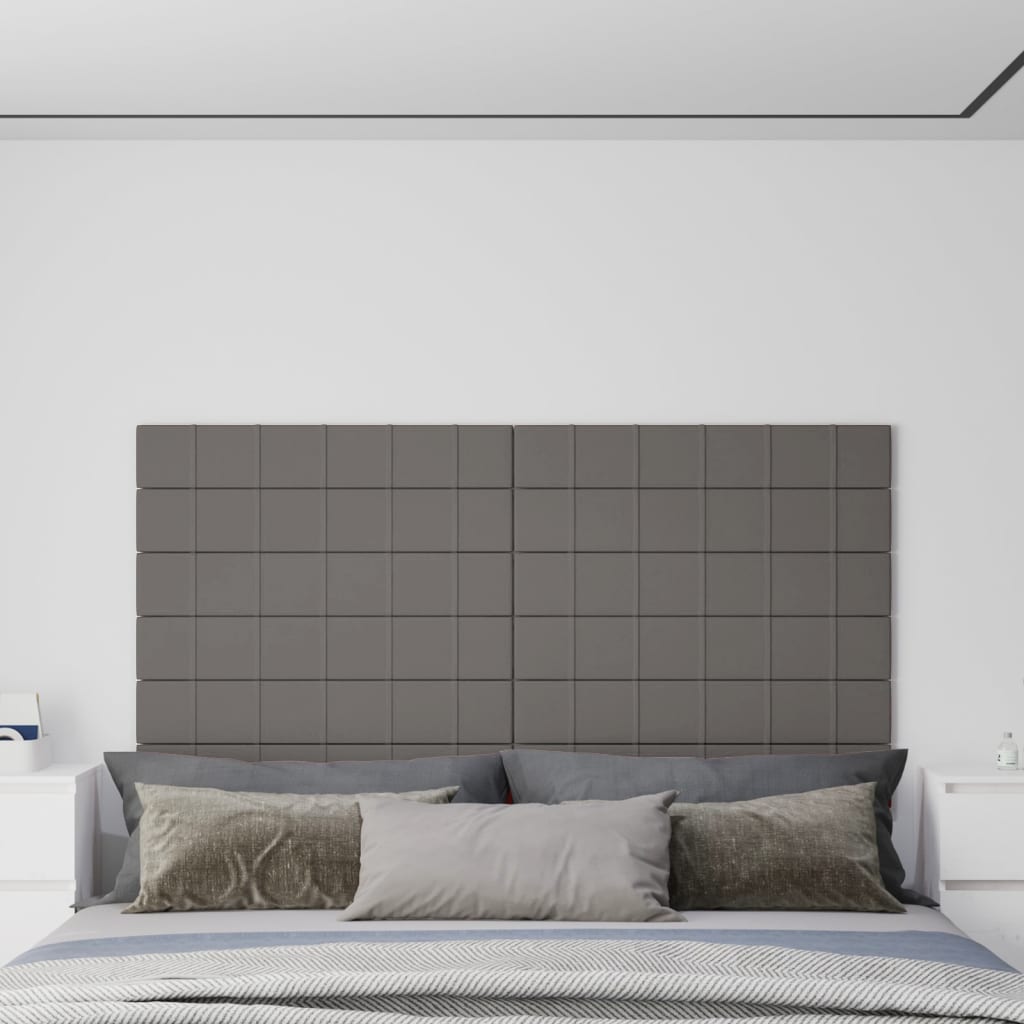 vidaXL Painel de parede 12 pcs 90x15 cm tecido 1,62 m² cor cinza-claro