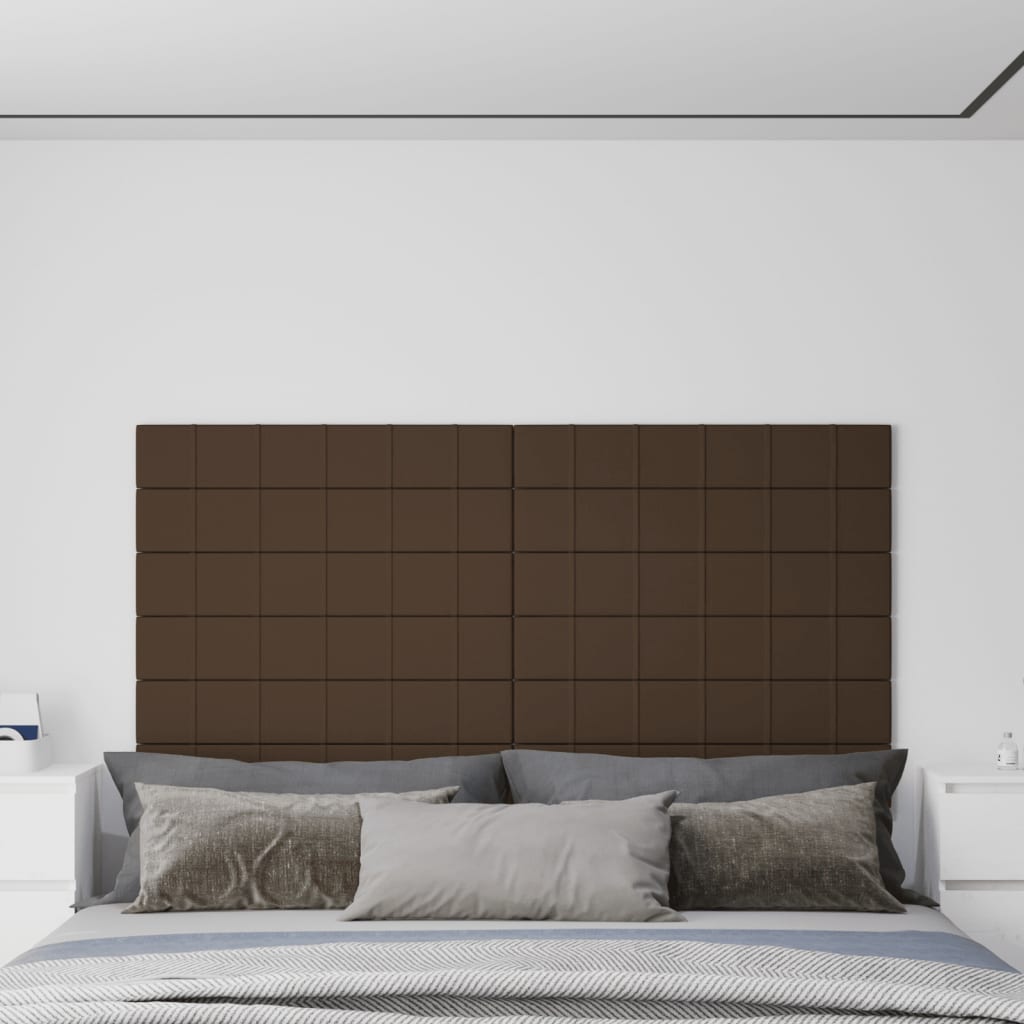 vidaXL Panneaux muraux 12 pcs Marron 90x15 cm Tissu 1,62 m²