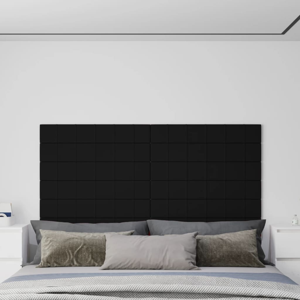 vidaXL Panouri de perete 12 buc. negru 90x15 cm textil 1,62 m²