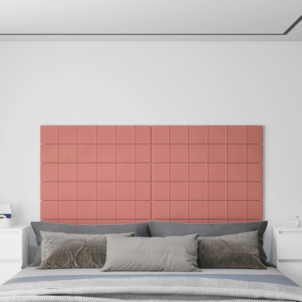 vidaXL Panouri de perete 12 buc. roz 90x15 cm catifea 1,62 m²