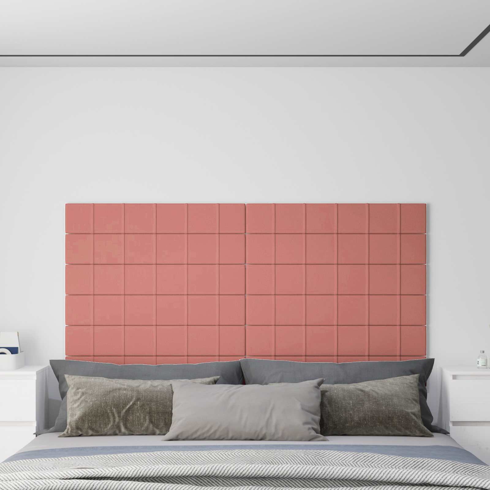 vidaXL Wandkopfteilen 12 pcs Rosa 90 x 15 cm Samt