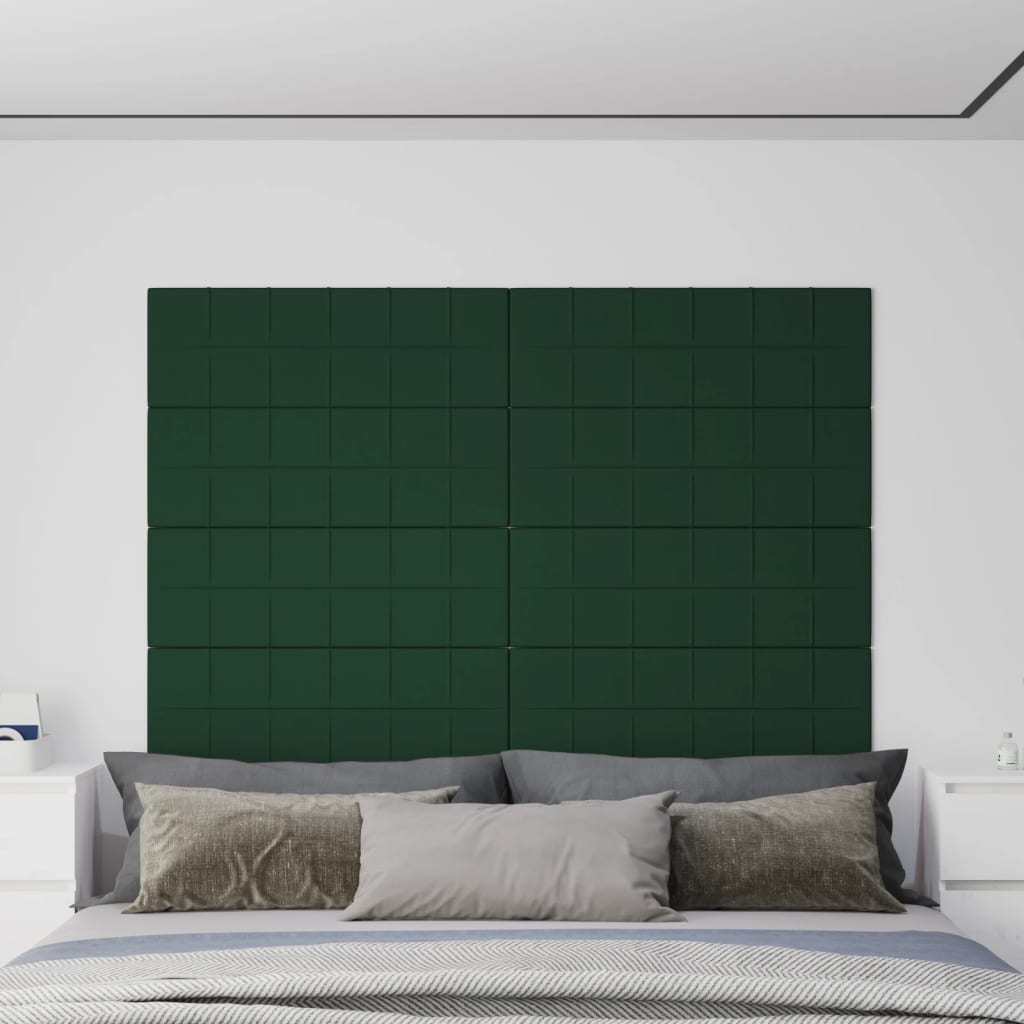 vidaXL Panouri de perete 12 buc. verde închis 90x30 cm textil 3,24 m²