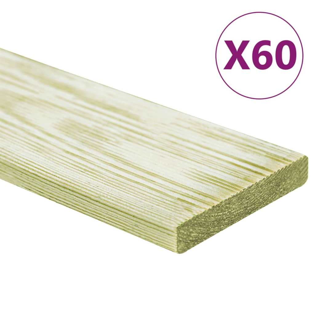 vidaXL Plăci de pardoseală 60 buc. 7,2 m² 1 m, lemn masiv pin tratat