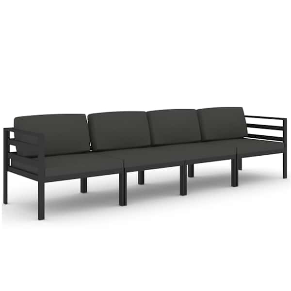 vidaXL 4-osaline aiadiivanikomplekt patjadega, alumiinium, antratsiit