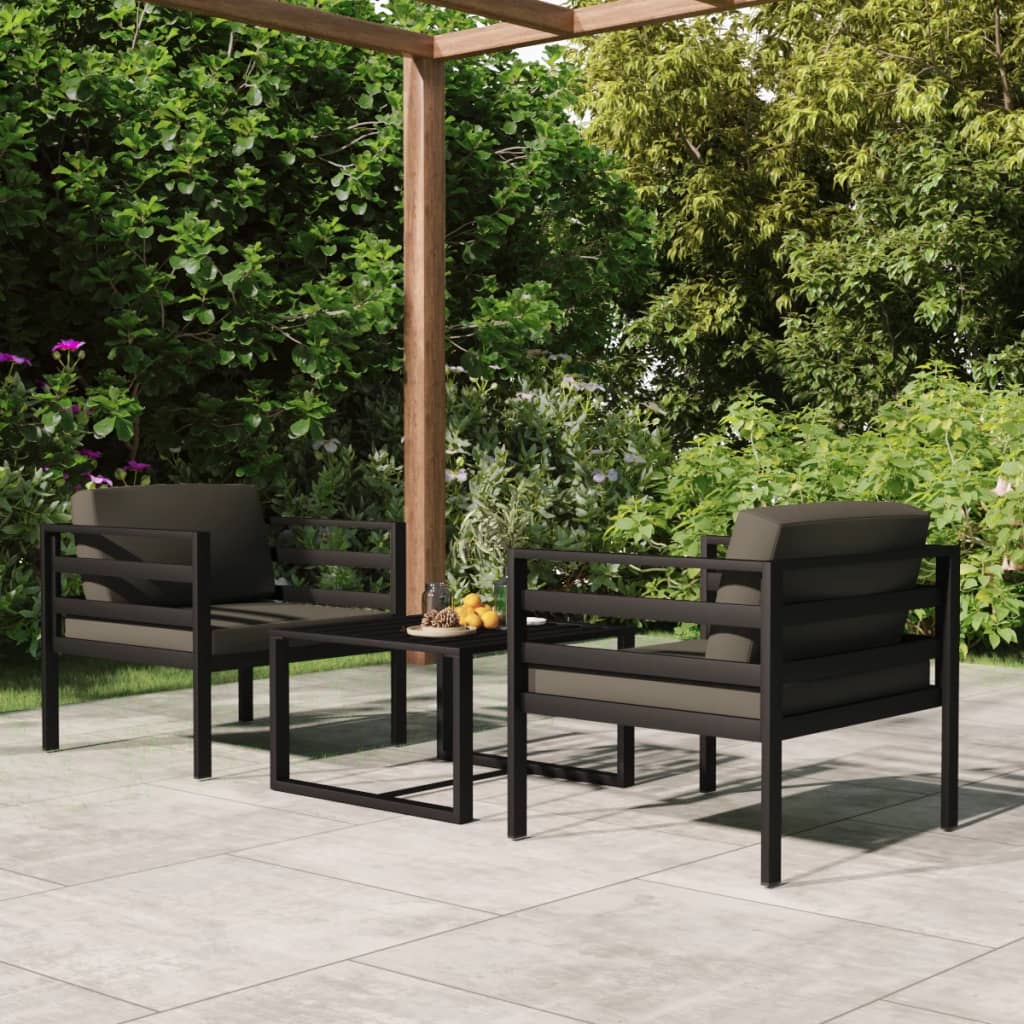 vidaXL Set mobilier de grădină cu perne, 3 piese, antracit, aluminiu