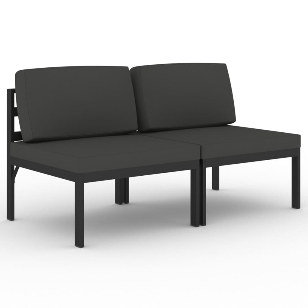 Thumbnail - vidaXL Gartensofa 2-Sitzer mit Kissen Aluminium Anthrazit