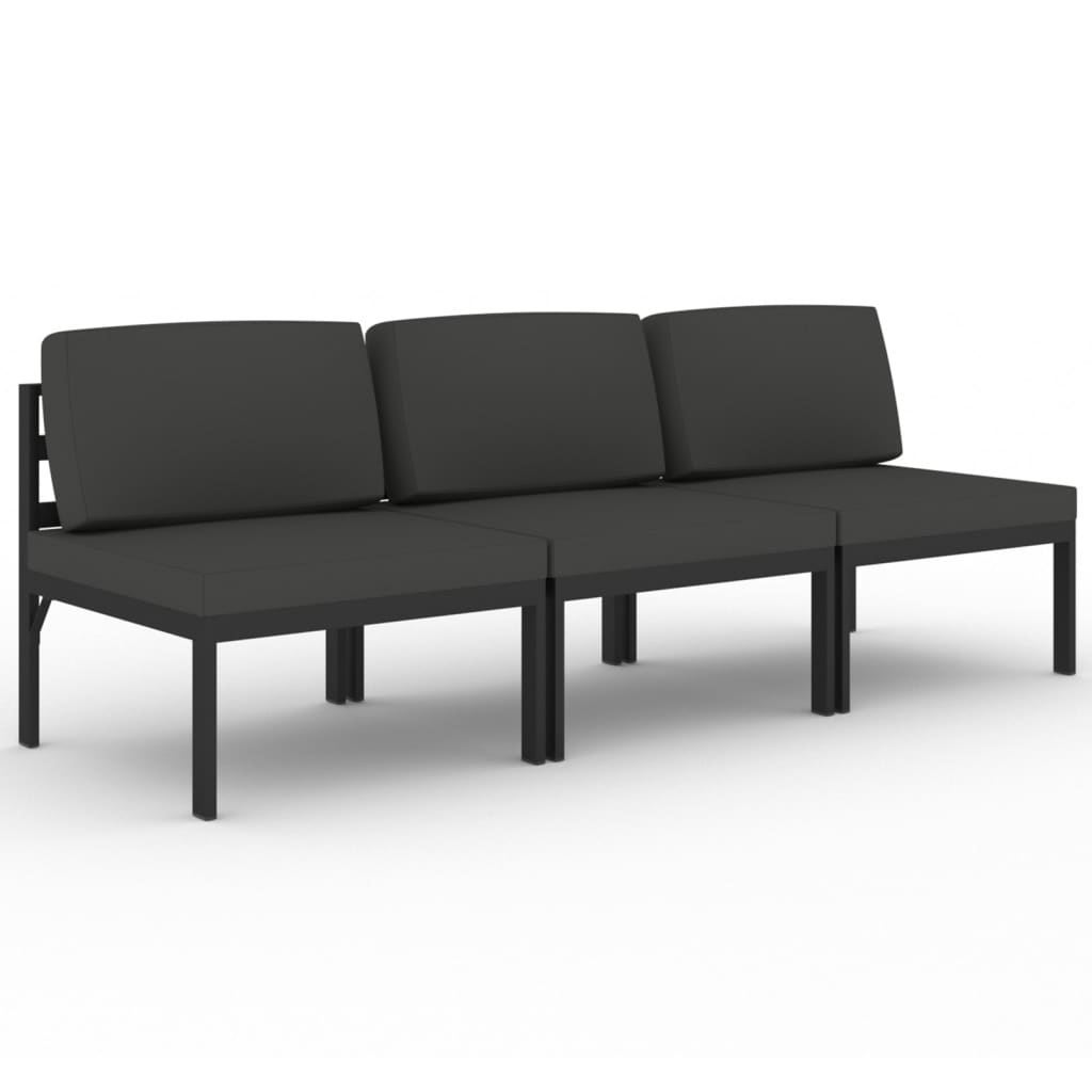 Thumbnail - vidaXL Gartensofa 3-Sitzer mit Kissen Aluminium Anthrazit