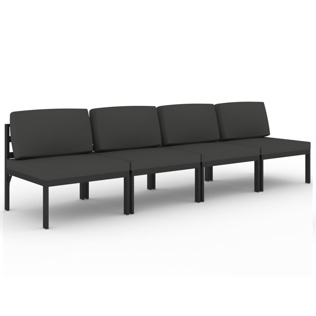 

vidaXL 4-Seater Patio Sofa with Cushions Aluminum Anthracite