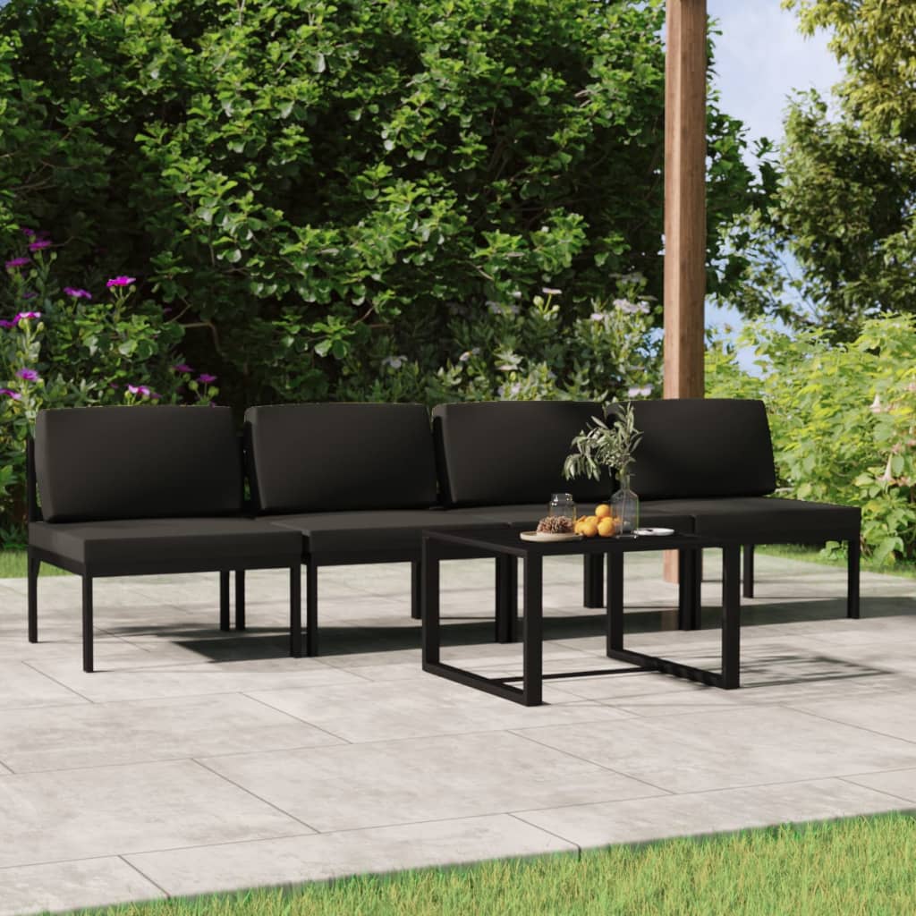 vidaXL Set mobilier de grădină cu perne, 5 piese, antracit, aluminiu