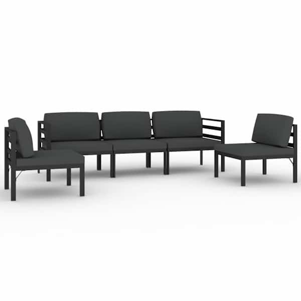 vidaXL 5-osaline aiadiivanikomplekt patjadega, alumiinium, antratsiit