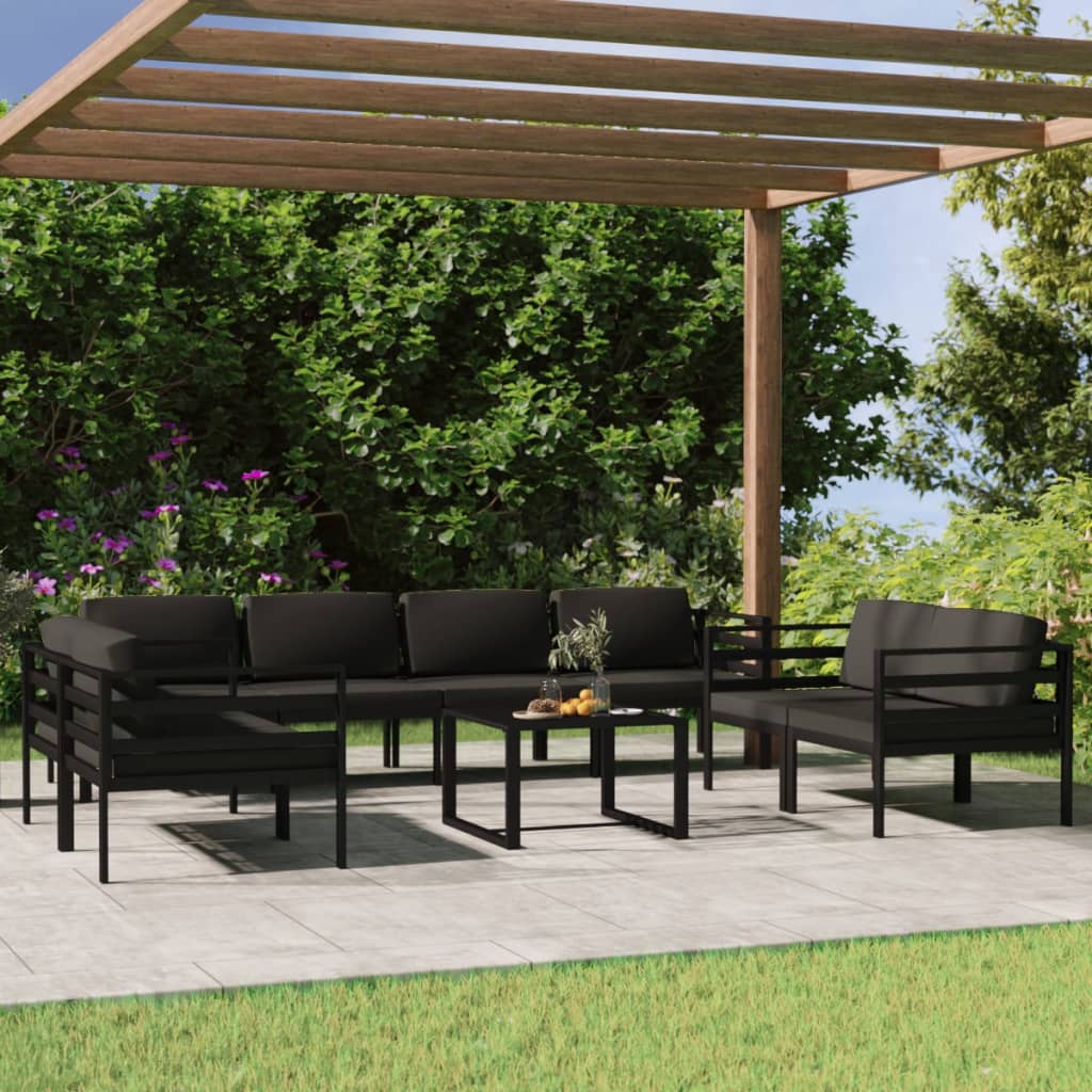 vidaXL 9-tlg. Garten-Lounge-Set mit Kissen Aluminium Anthrazit