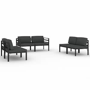 vidaXL 6-osaline aiadiivanikomplekt patjadega, alumiinium, antratsiit