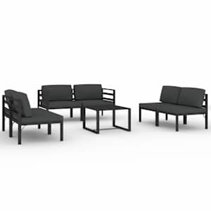 vidaXL 7-osaline aiadiivanikomplekt patjadega, alumiinium, antratsiit