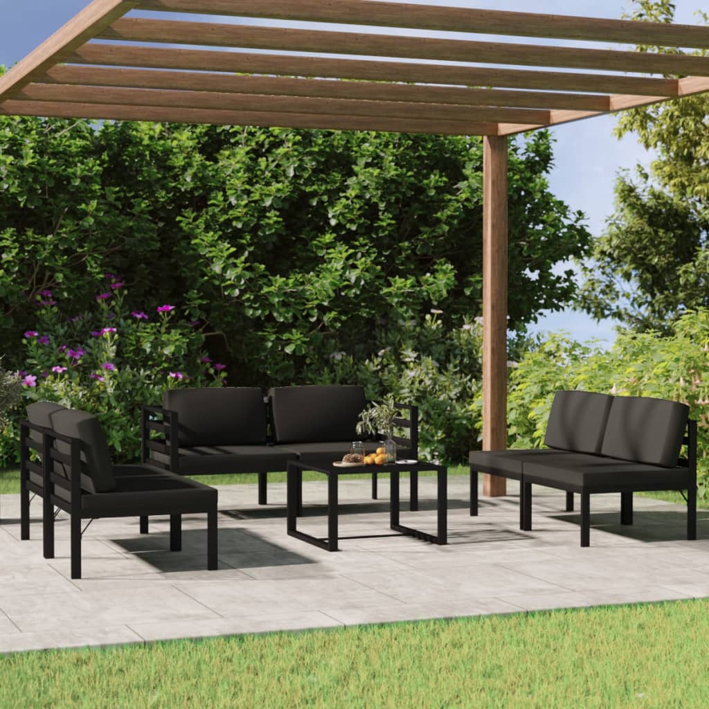 vidaXL 7-tlg. Garten-Lounge-Set mit Kissen Aluminium Anthrazit