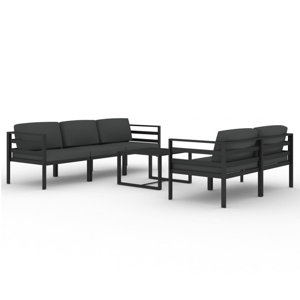 Image of vidaXL 6 Piece Garden Lounge Set with Cushions Aluminium Anthracite