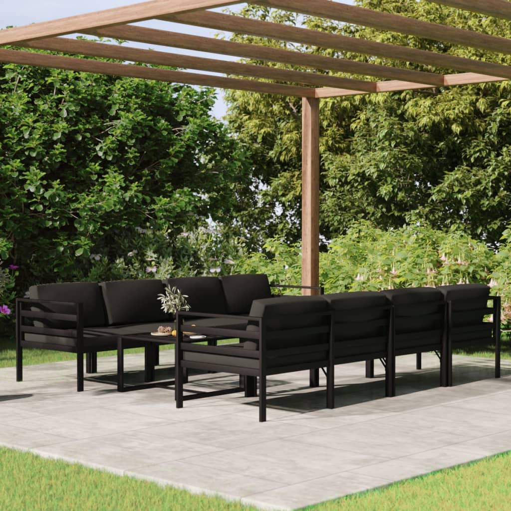 vidaXL 9-tlg. Garten-Lounge-Set mit Kissen Aluminium Anthrazit