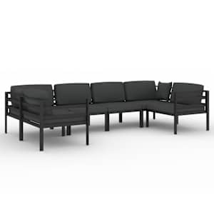 vidaXL 6-osaline aiadiivanikomplekt patjadega, alumiinium, antratsiit