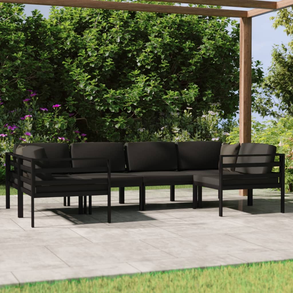 vidaXL Salon de jardin 6 pcs avec coussins Aluminium Anthracite