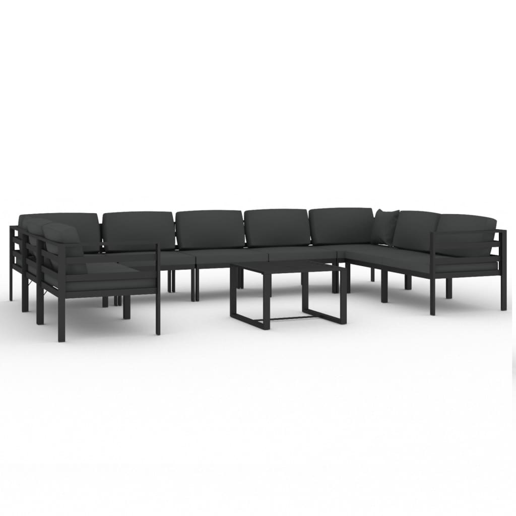 

vidaXL 10 Piece Patio Lounge Set with Cushions Aluminum Anthracite